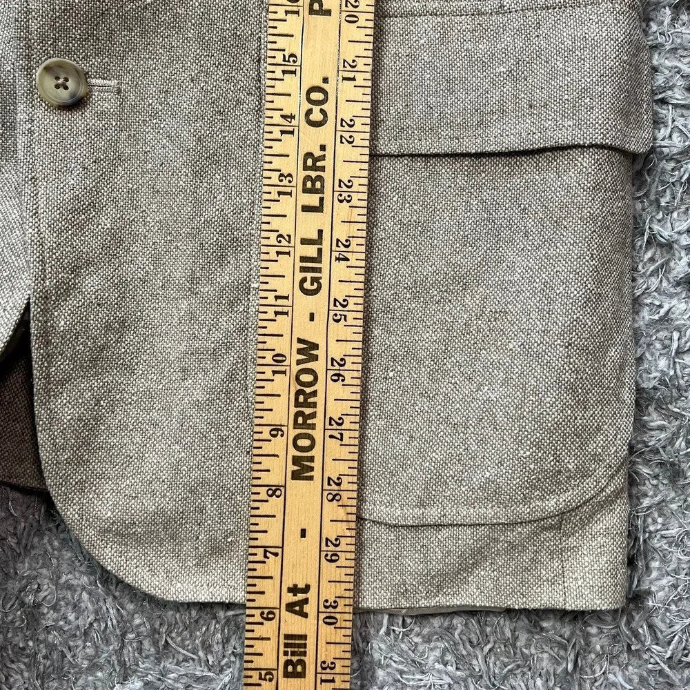 VTG 90s Lands' End Silk‎ Sport Coat Blazer Men 41R Beige Prep Coastal USA